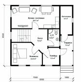 План 1 этажа двухэтажного каркасного дома в стиле минимализма