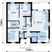 План одноэтажного кирпичного дома для семьипод ключ