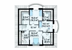 План 2 мансардного этажа кирпичного дома с мансардой