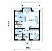 План 1 этажа кирпичного дома с мансардой
