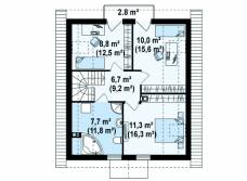 План 2 этажа кирпичного дома с мансардой