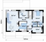 План 1 этажа модерн дома с 5 спальнями